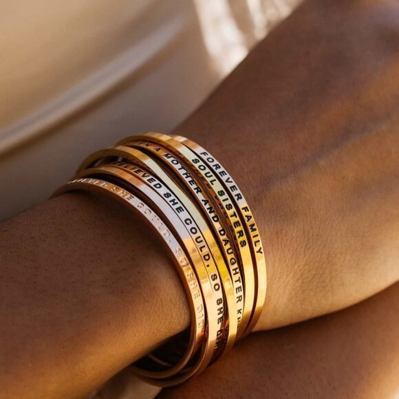 Women's MantraBand 'Soul Sister' Cuff - Gold - Picture 2 of 5